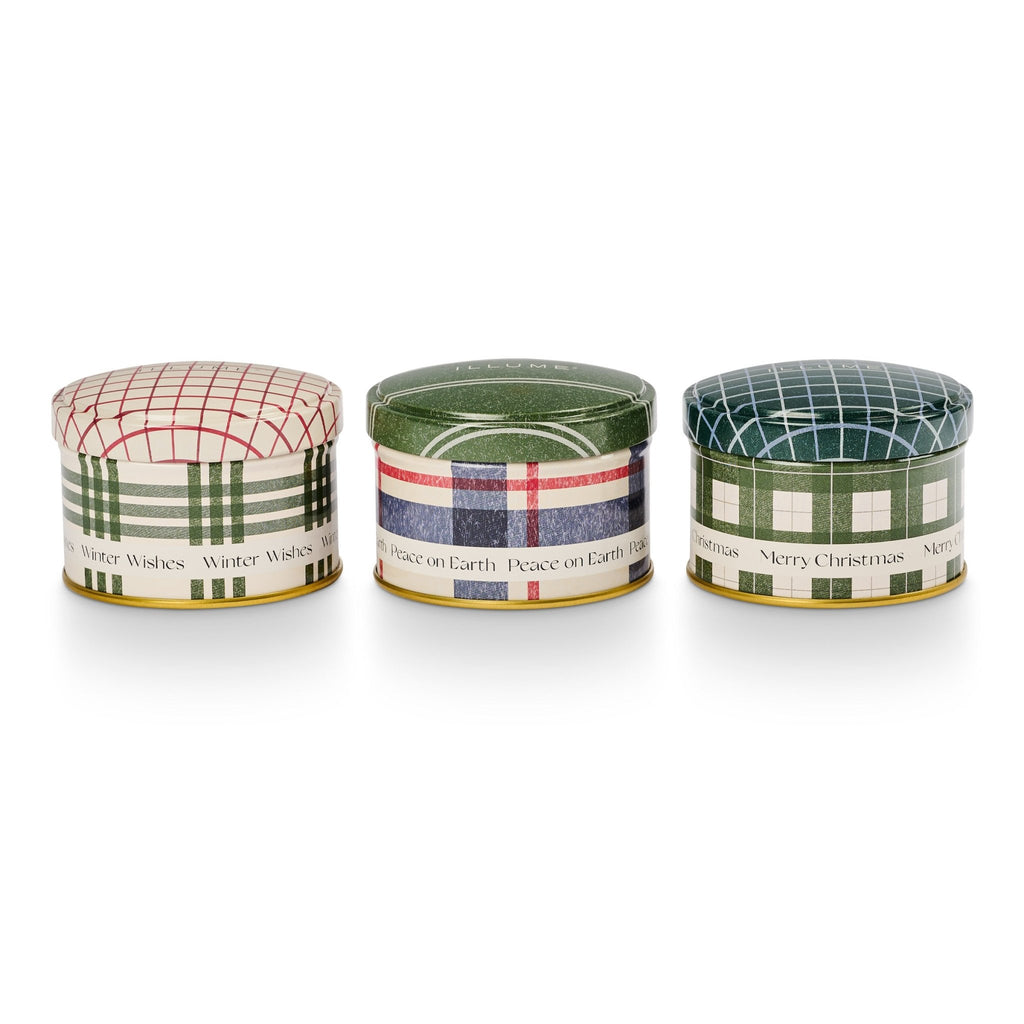 Balsam & Cedar Noble Holiday Candle Tin Trio Gift Set - Illume Candles - 46276072000